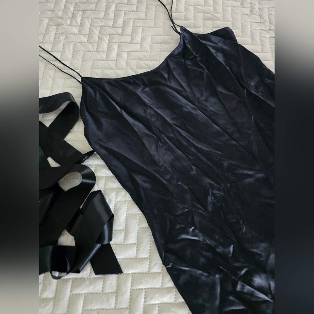 Rickie Freeman Teri John Black Silk Slip Dress - Picture 4 of 7